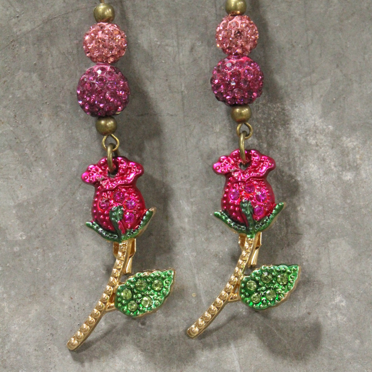 Power In The Flower Raspberry Dangle Earrings