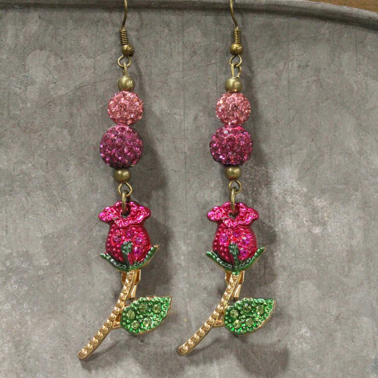 Power In The Flower Raspberry Dangle Earrings