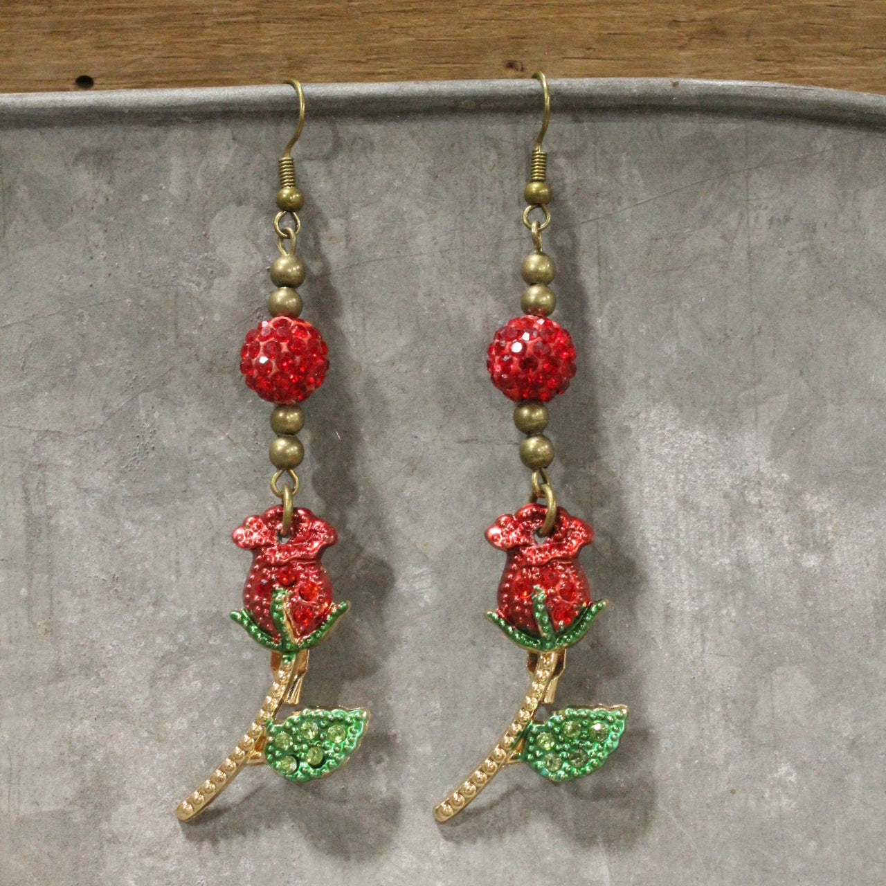 Power In The Flower Red Dangle Earrings