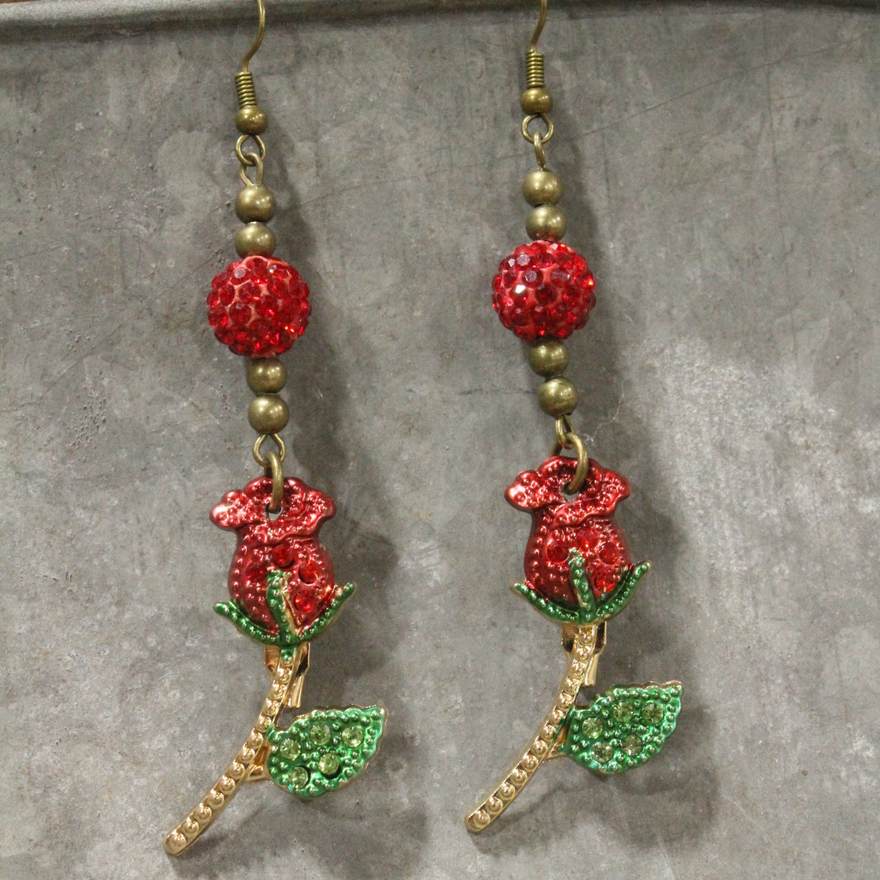Power In The Flower Red Dangle Earrings