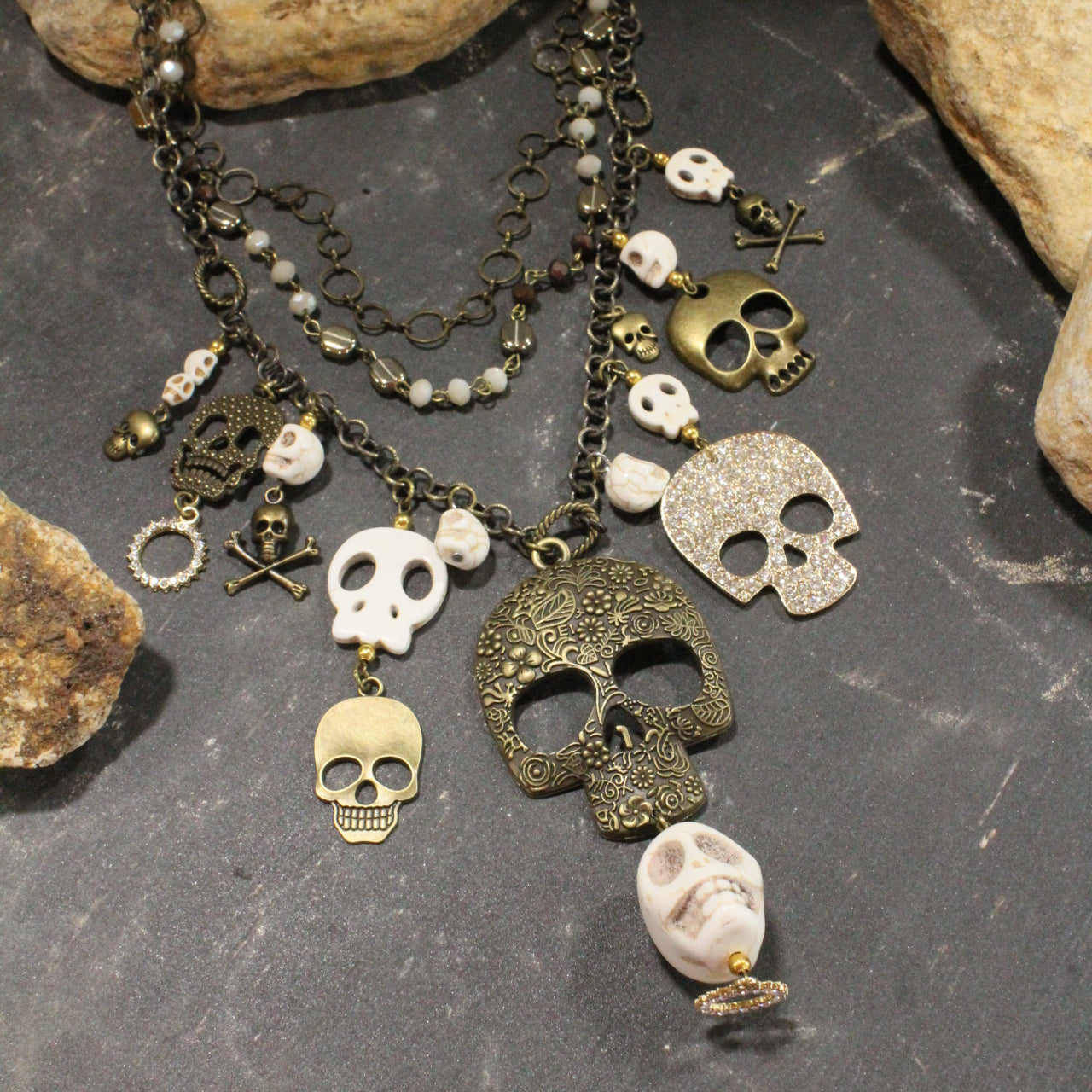 Down Under Skull Charm'd Necklace