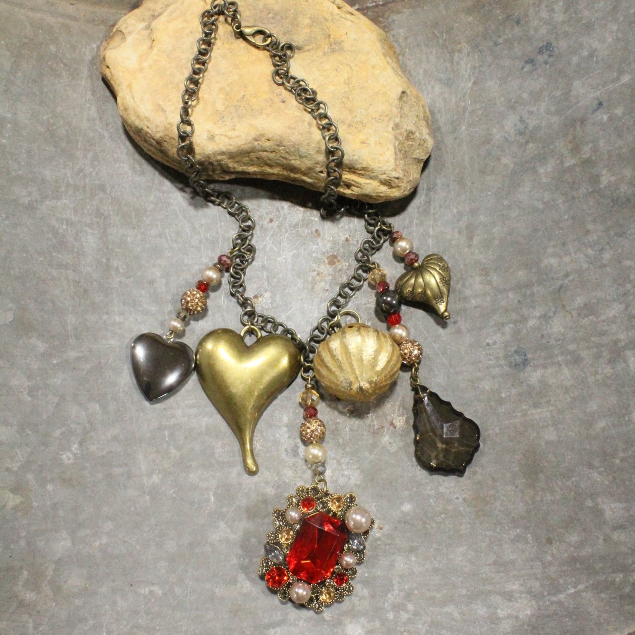 All Dolled Up Heart & Stone Necklace