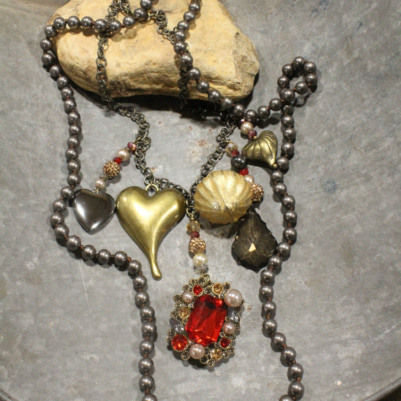 All Dolled Up Heart & Stone Layered Necklace Set