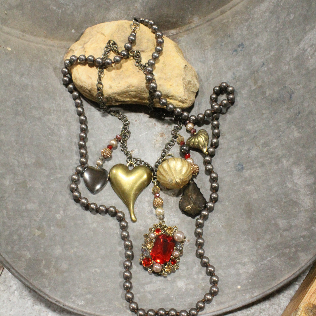 All Dolled Up Heart & Stone Layered Necklace Set
