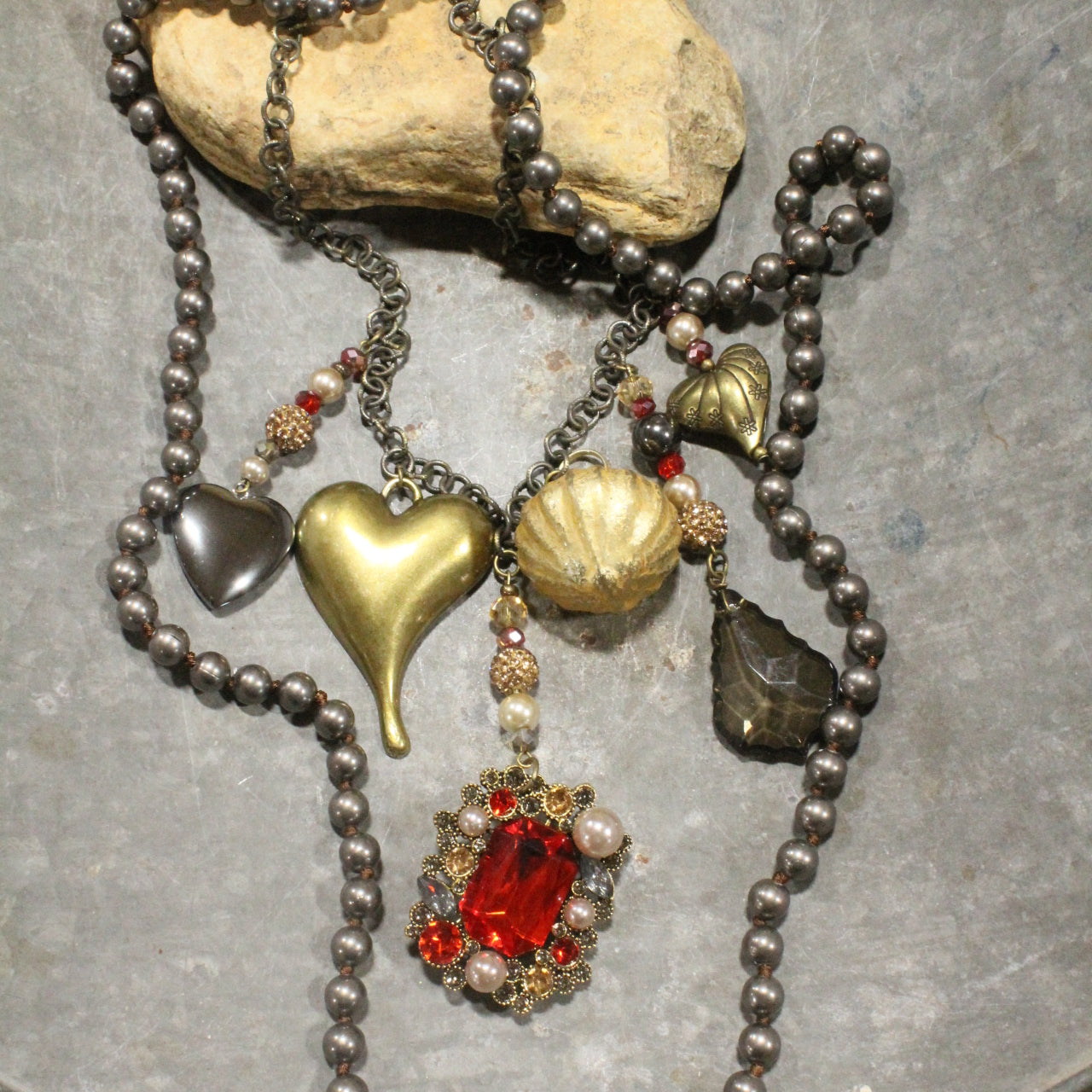 All Dolled Up Heart & Stone Layered Necklace Set