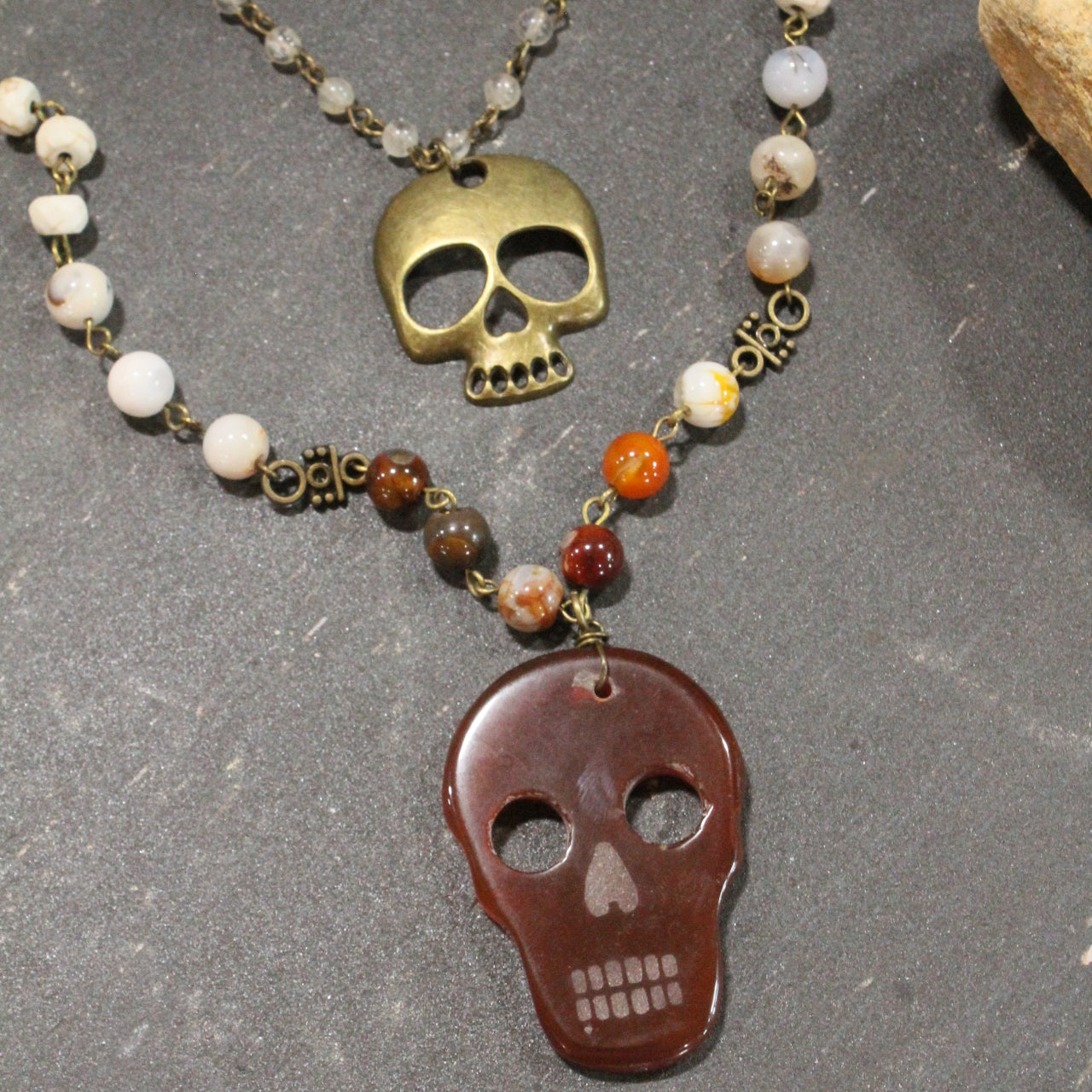 Sugar Skull Rusty Layered Necklace
