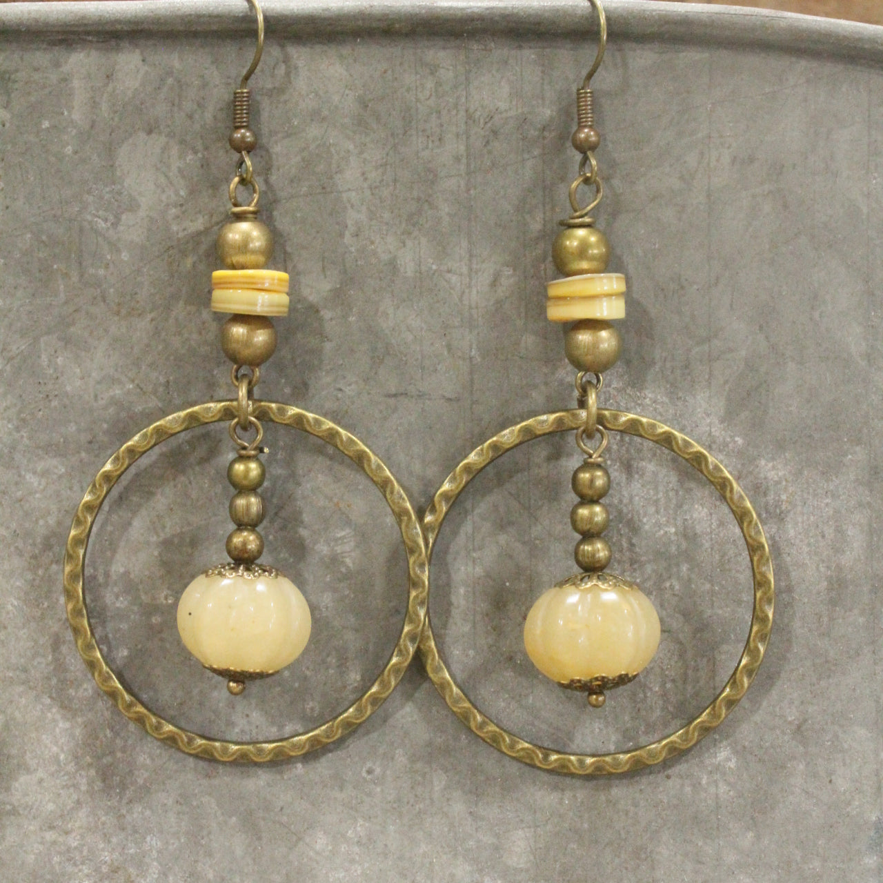 Pumpkin Stones & Ring Drop Earrings