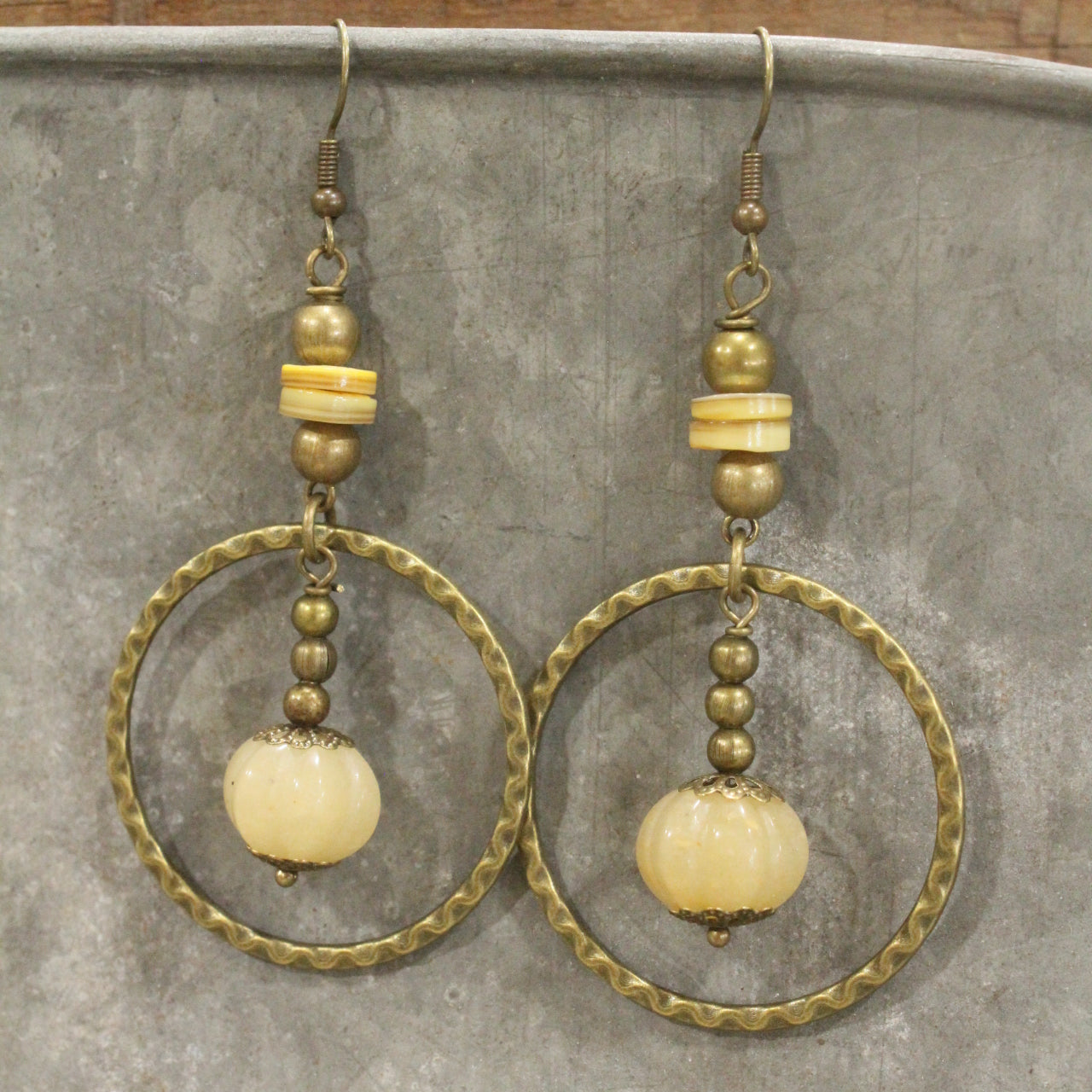 Pumpkin Stones & Ring Drop Earrings