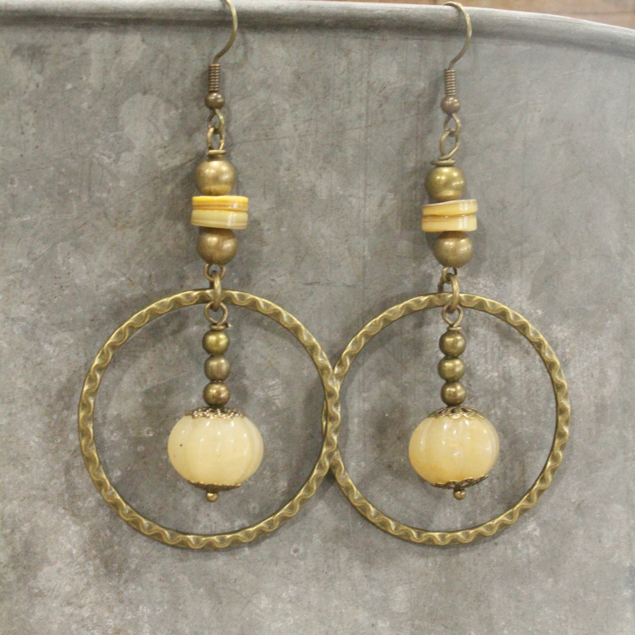 Pumpkin Stones & Ring Drop Earrings