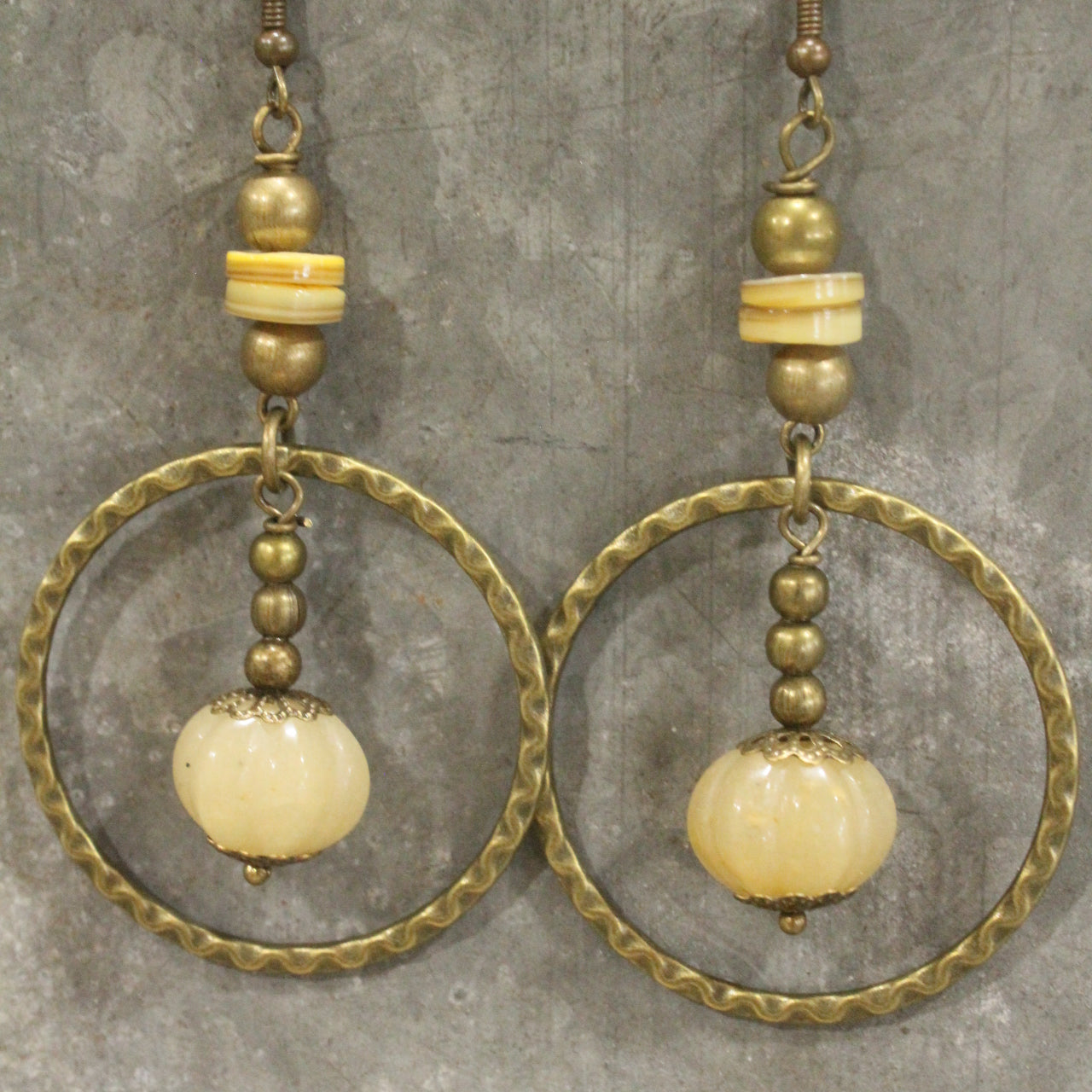 Pumpkin Stones & Ring Drop Earrings