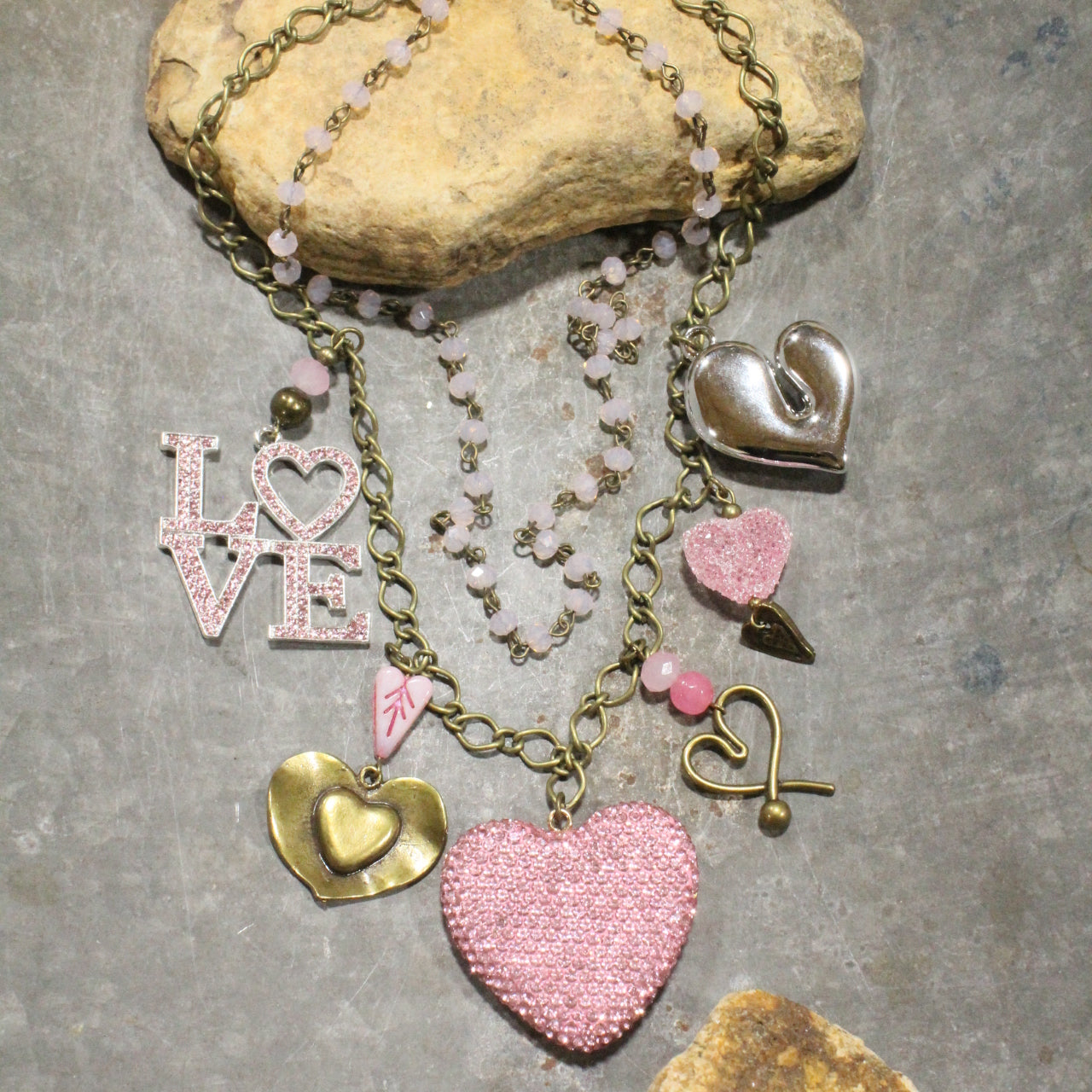 Cupids Corner Pink Layered Necklace