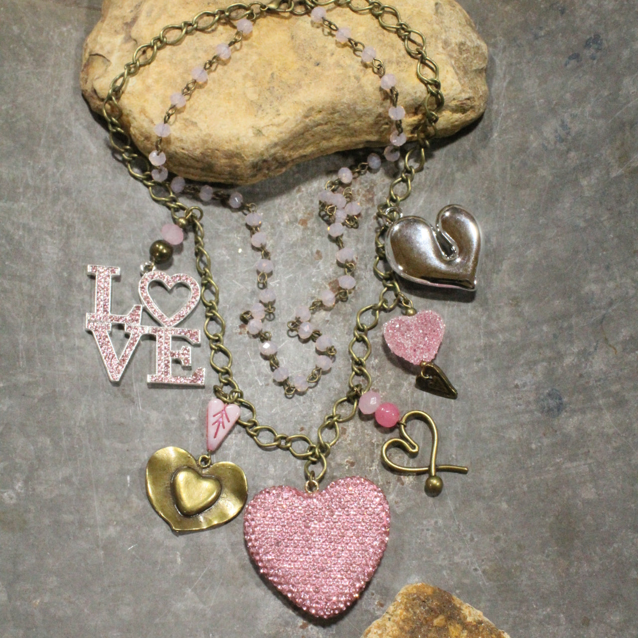 Cupids Corner Pink Layered Necklace