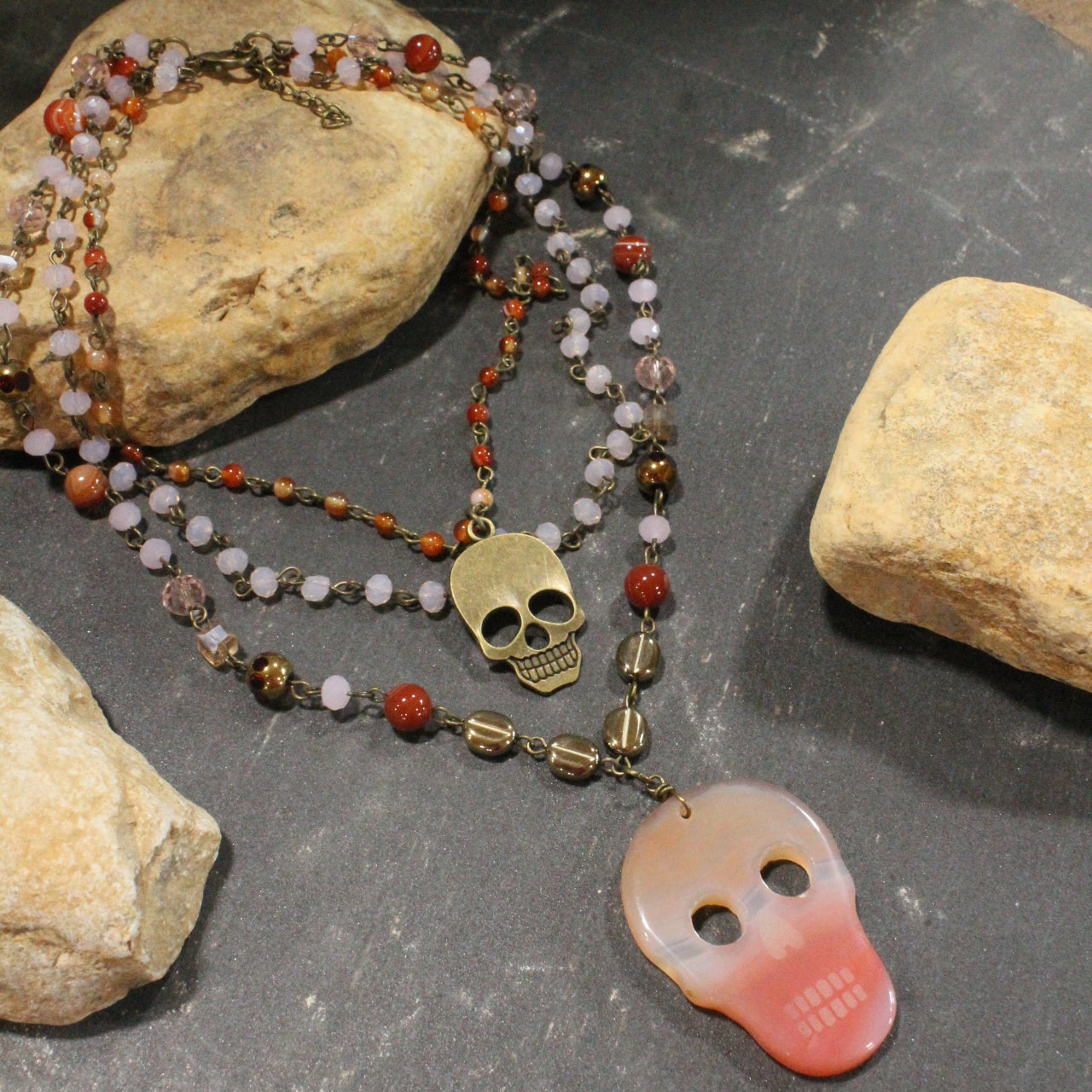 Sugar Skull Blushing Layered Necklace