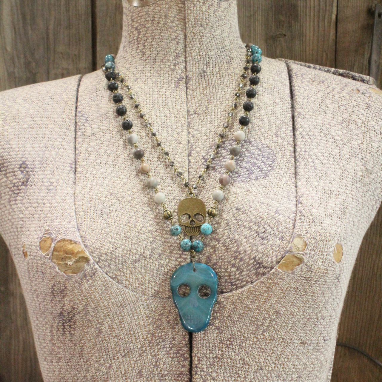 Sugar Skull Jade Layered Necklace