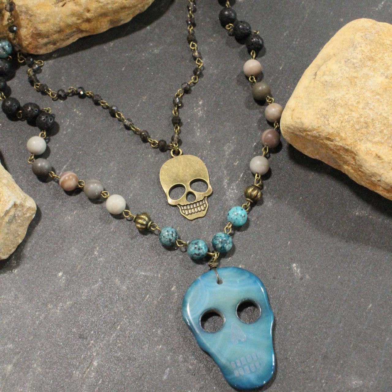 Sugar Skull Jade Layered Necklace