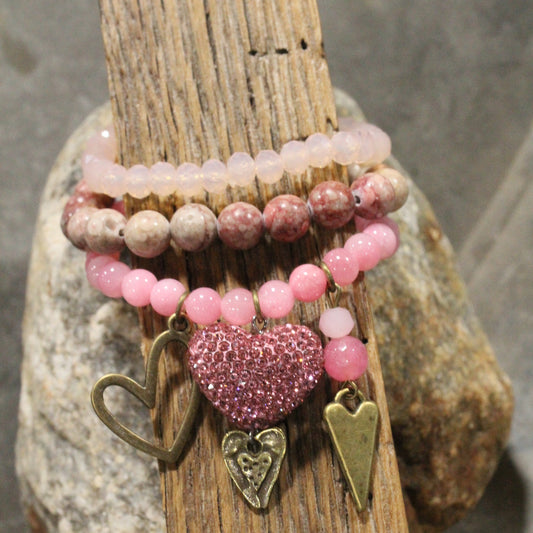 Cupids Corner Pink Charm'd Bracelet Set