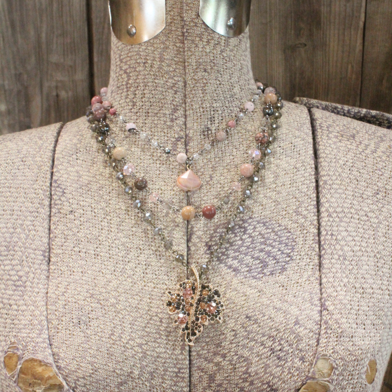 Blushing Leaves Layered Necklace