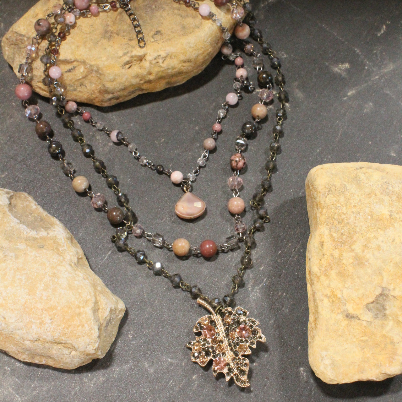 Blushing Leaves Layered Necklace