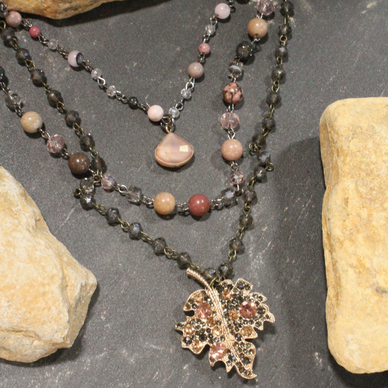 Blushing Leaves Layered Necklace