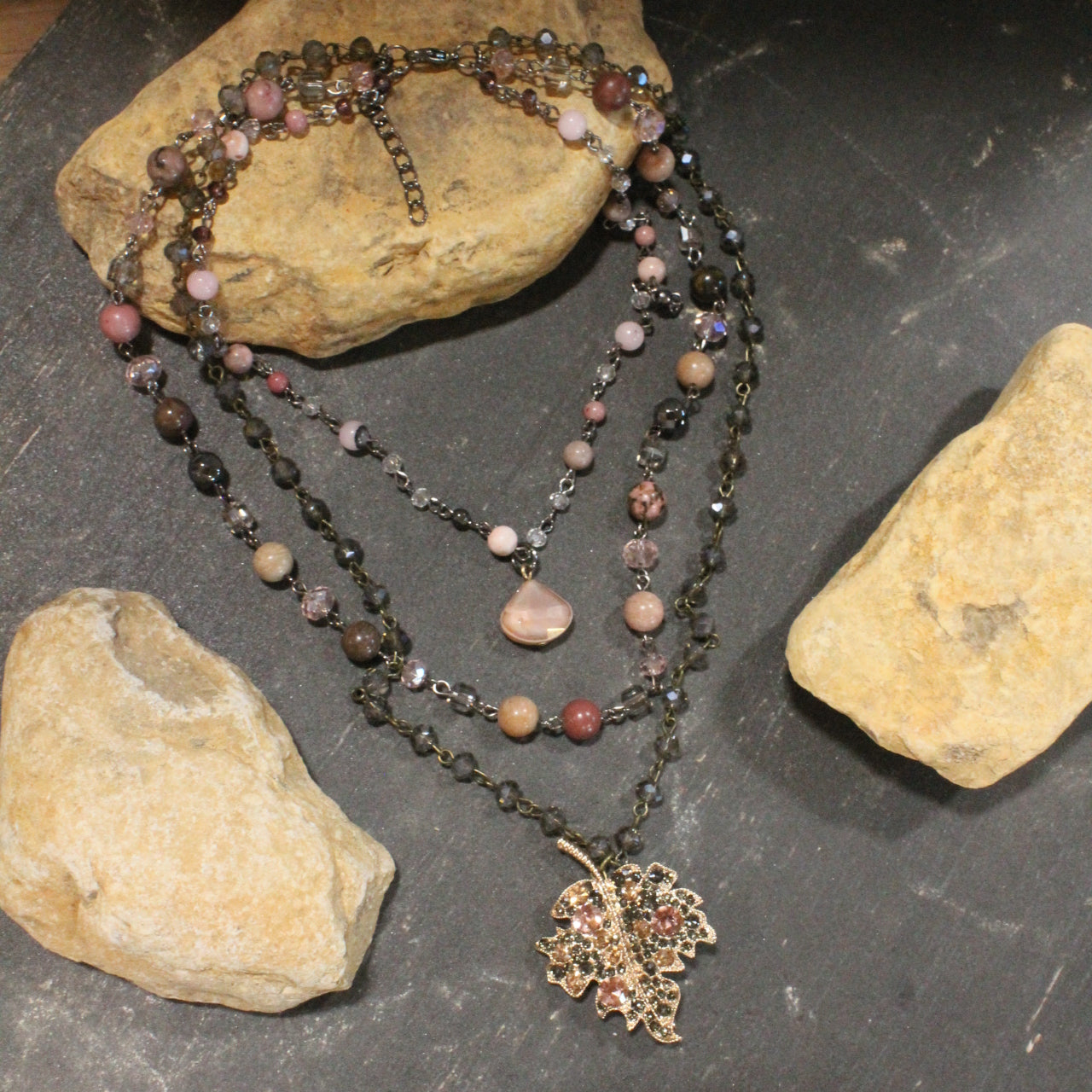 Blushing Leaves Layered Necklace