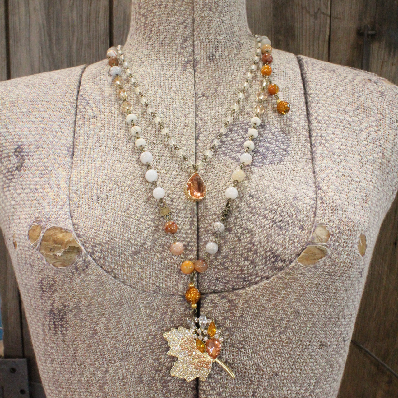 Crisp & Crunchy Leaves Layered Necklace