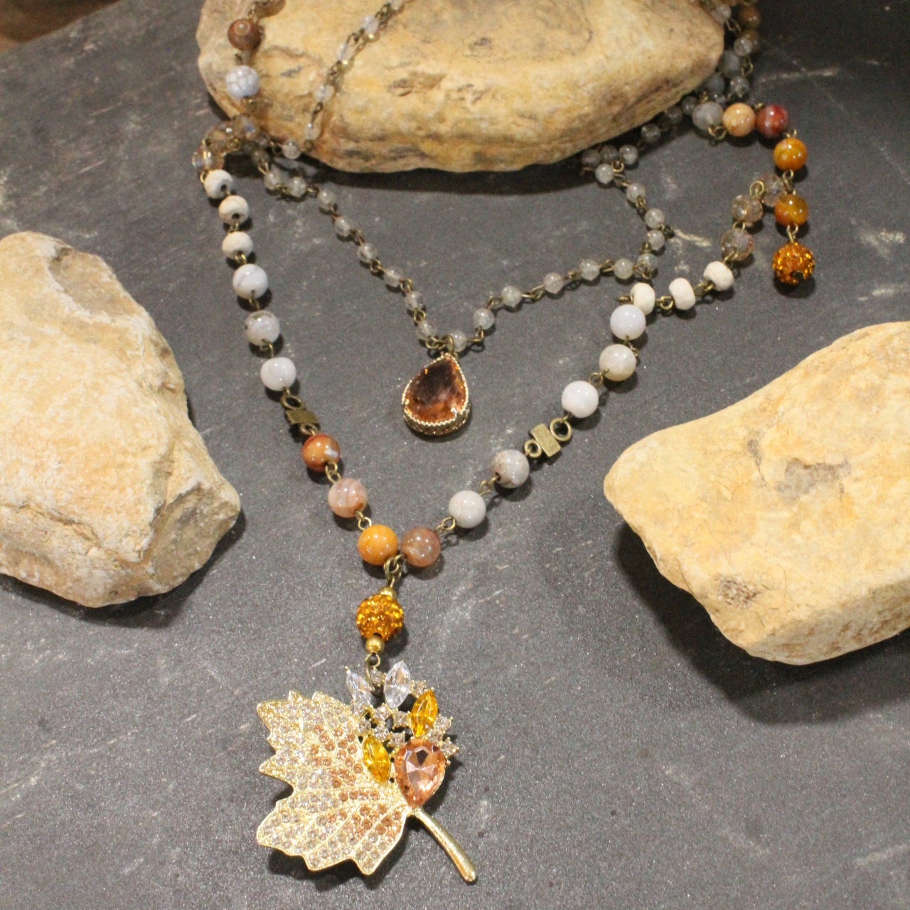 Crisp & Crunchy Leaves Layered Necklace