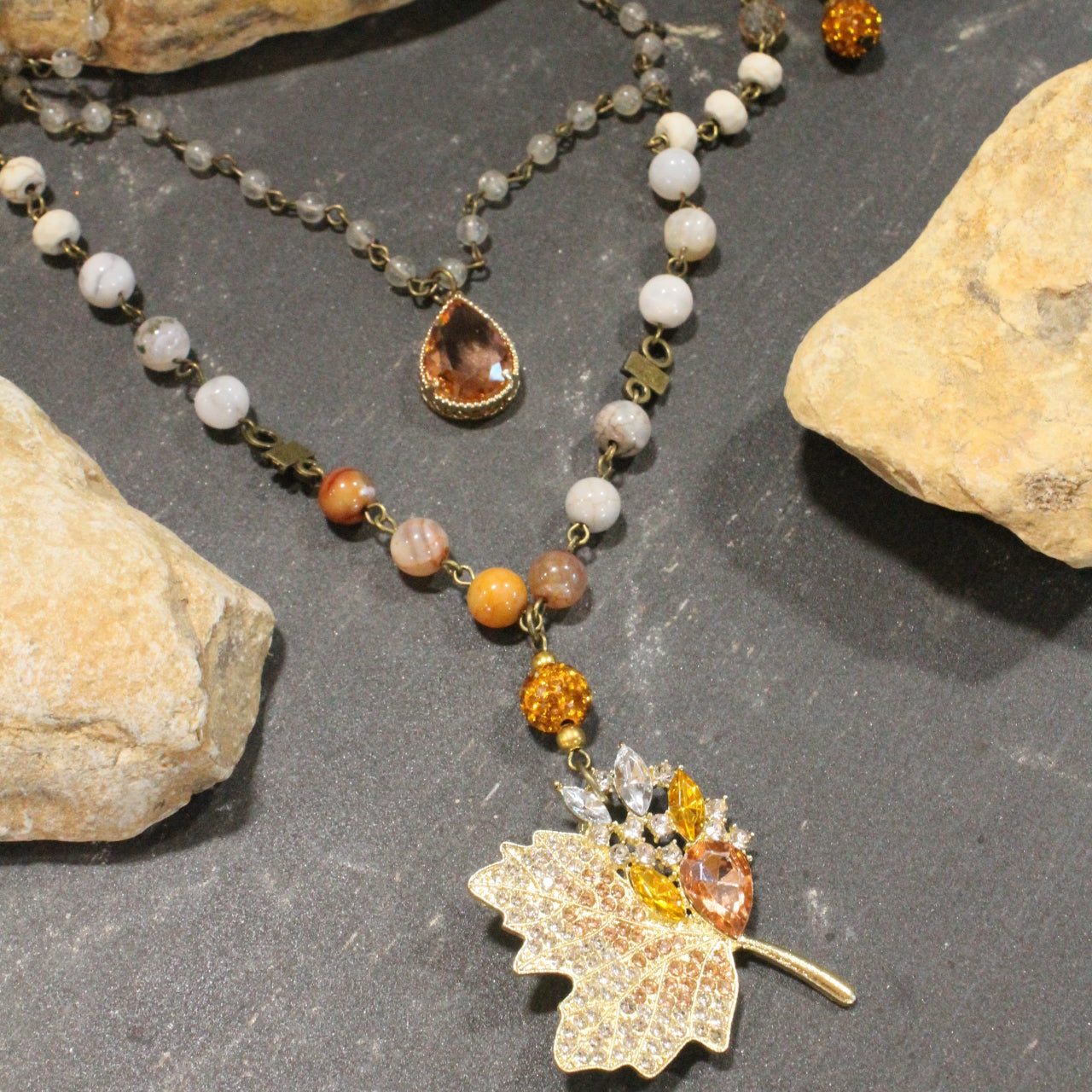 Crisp & Crunchy Leaves Layered Necklace