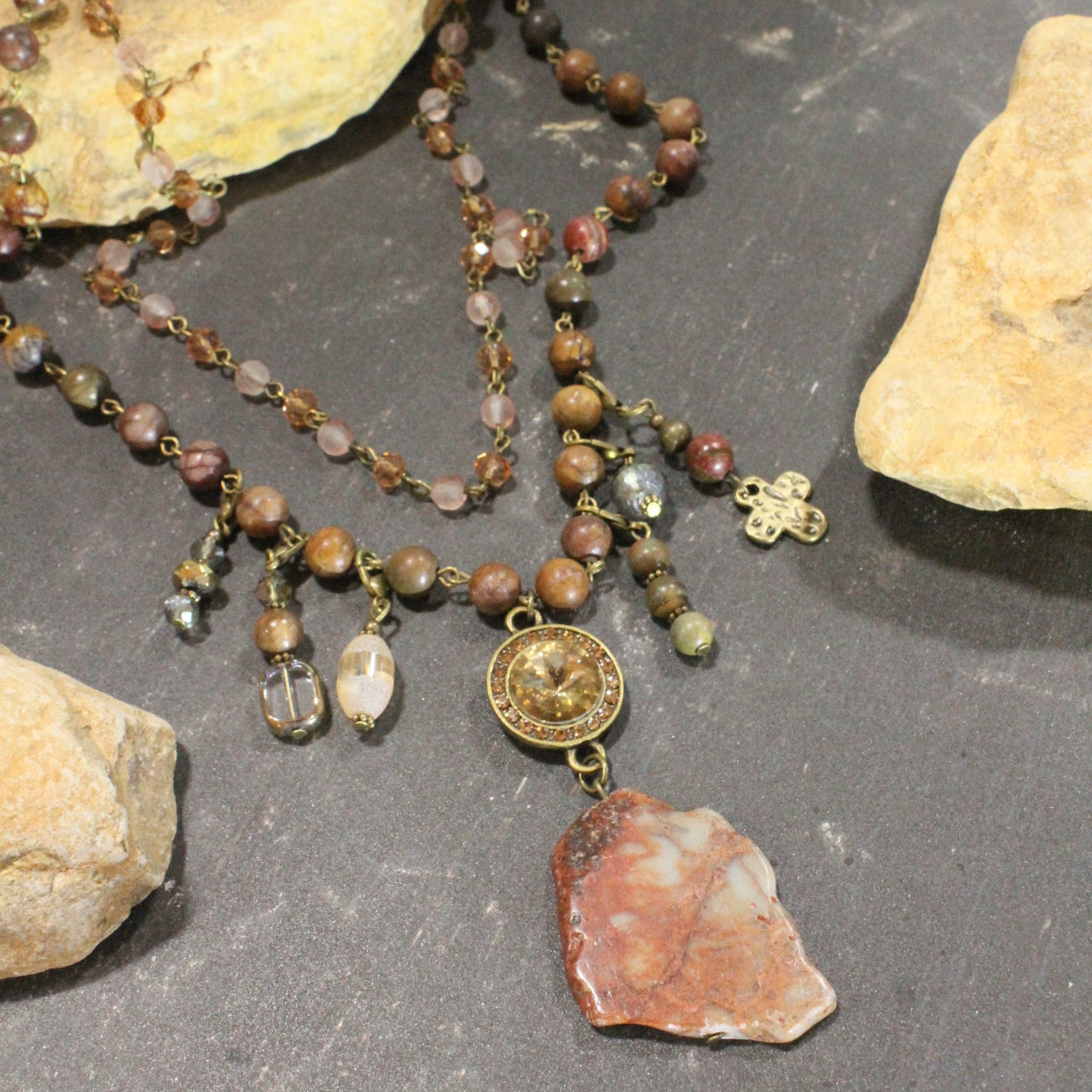 A Stones Throw Rusty Layered Necklace