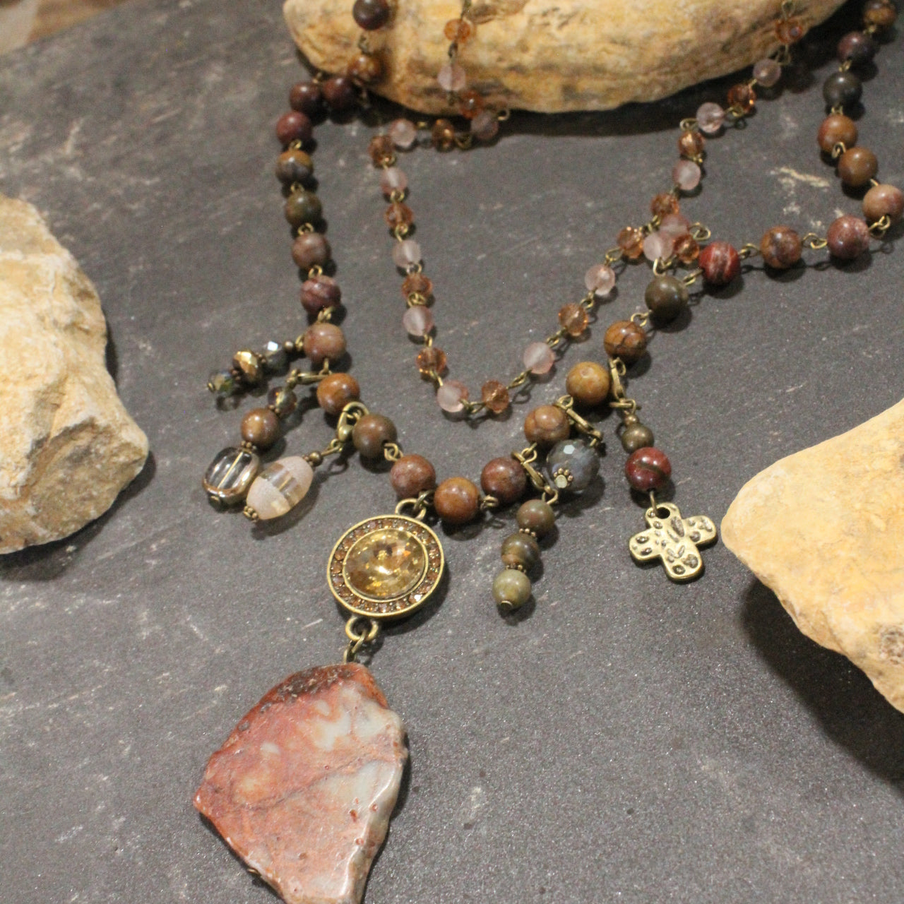 A Stones Throw Rusty Layered Necklace