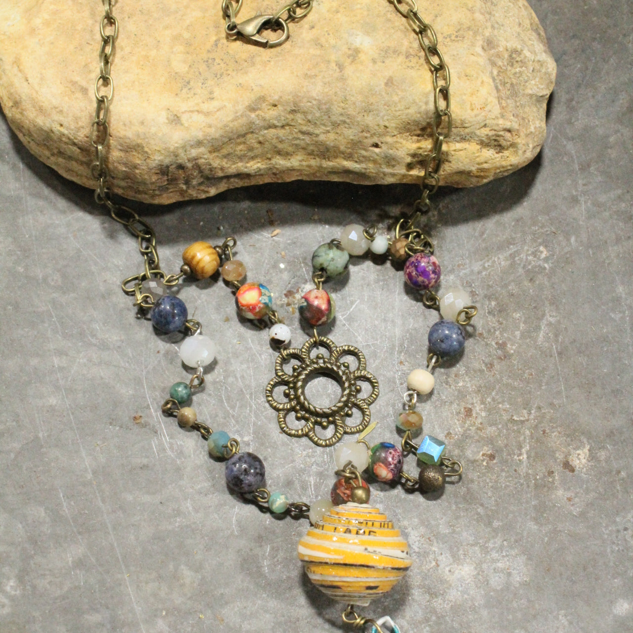 Recycled Hummingbird On Flight Layered Necklace