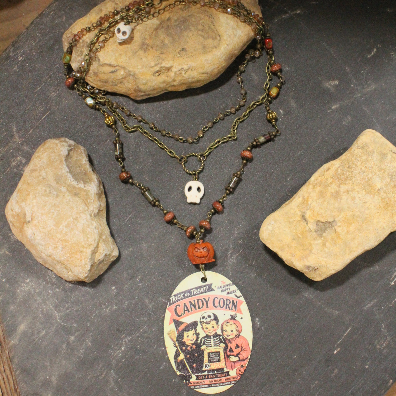 Candy Corn Anyone?  Layered Necklace