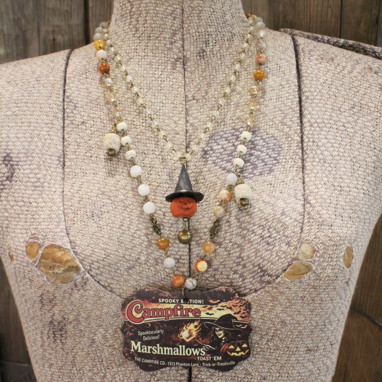 Campfire Marshmallows Layered Necklace