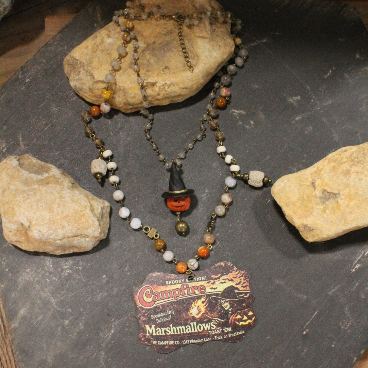Campfire Marshmallows Layered Necklace