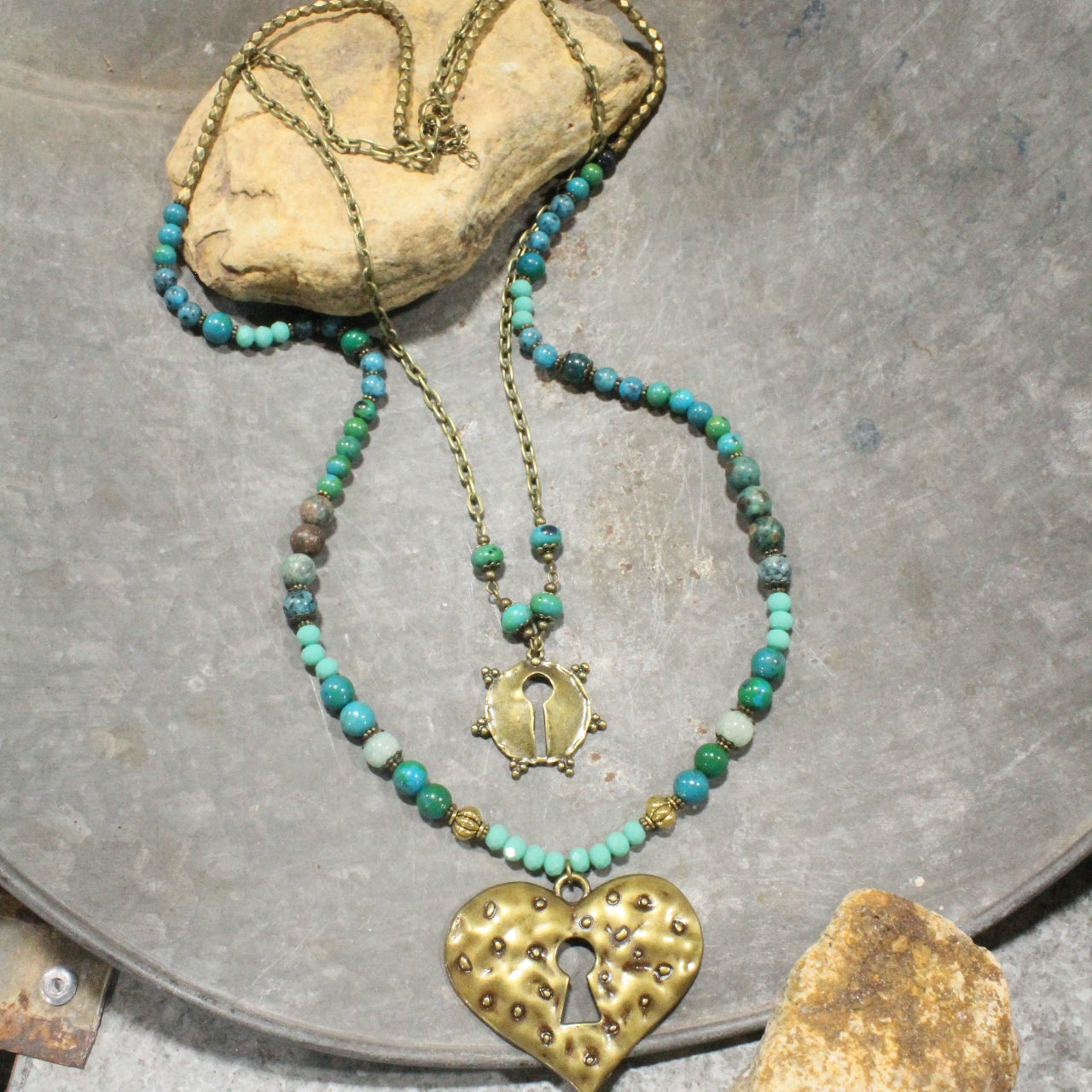 Green With Envy Heart Layered Necklace