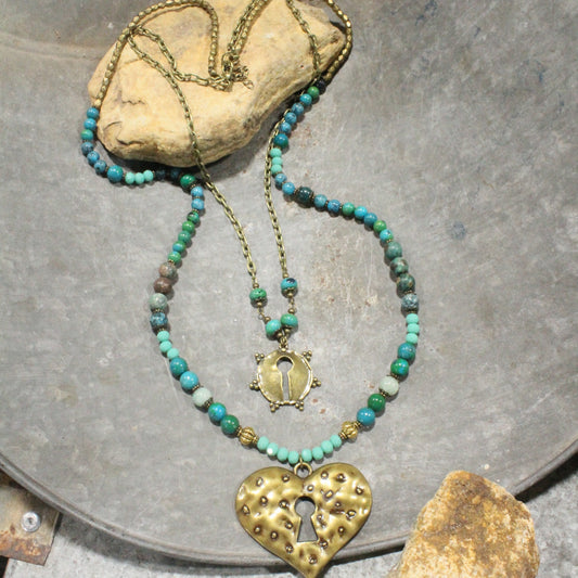 Green With Envy Heart Layered Necklace