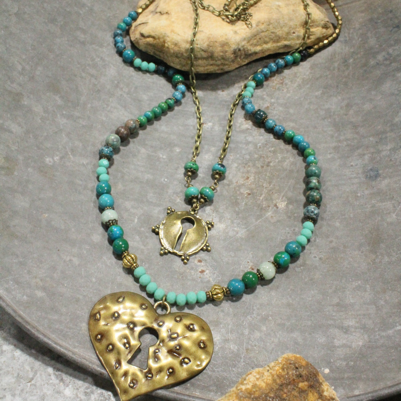 Green With Envy Heart Layered Necklace
