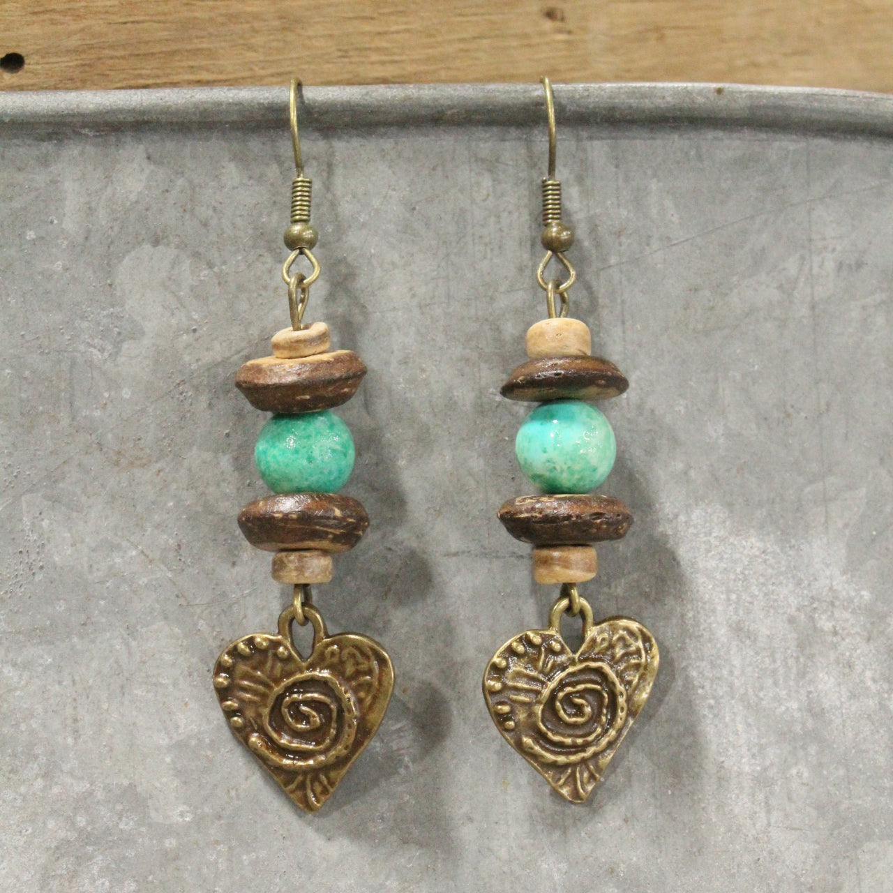 Green With Envy Heart Dangle Earrings