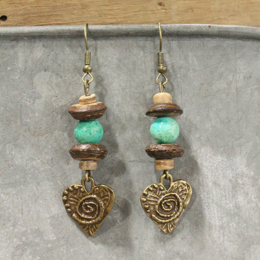 Green With Envy Heart Dangle Earrings