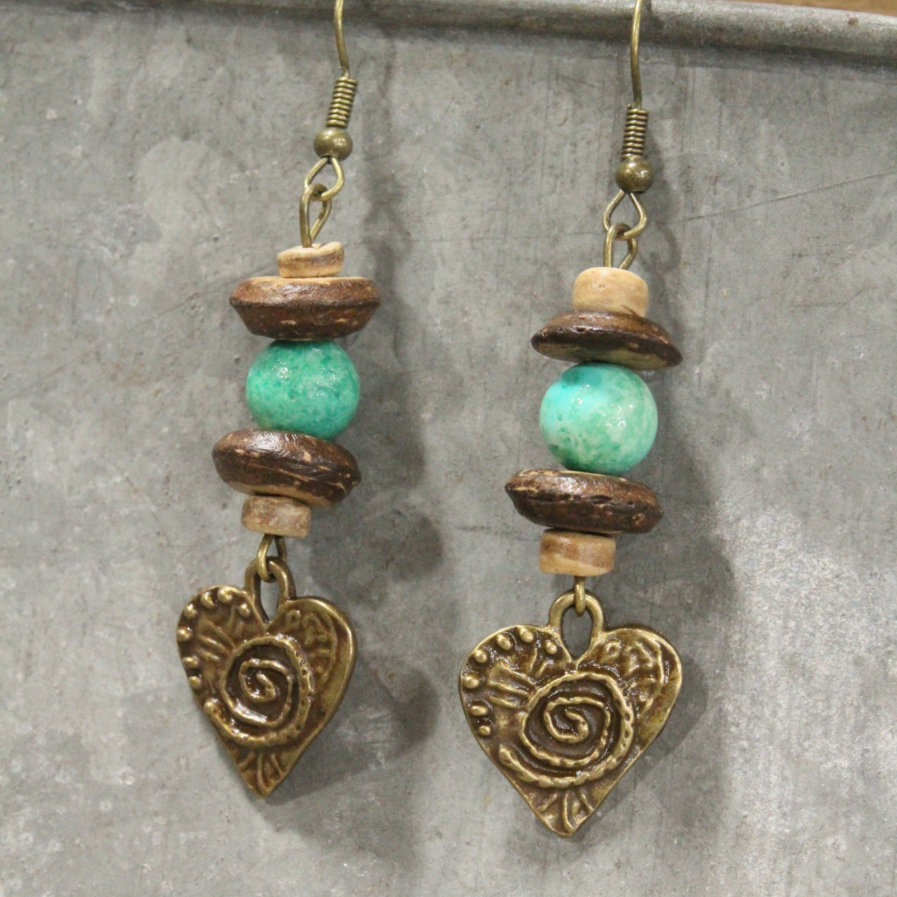 Green With Envy Heart Dangle Earrings
