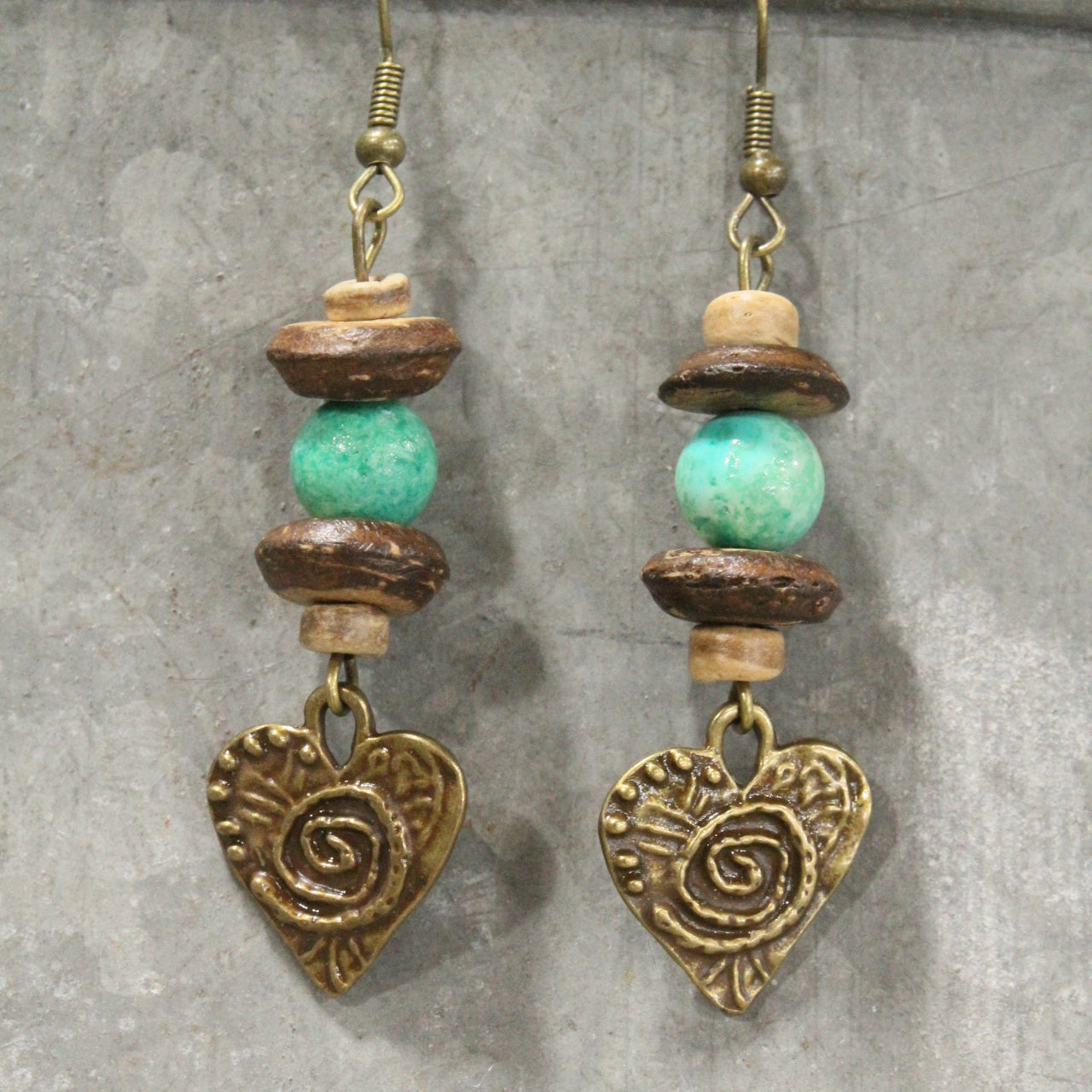 Green With Envy Heart Dangle Earrings