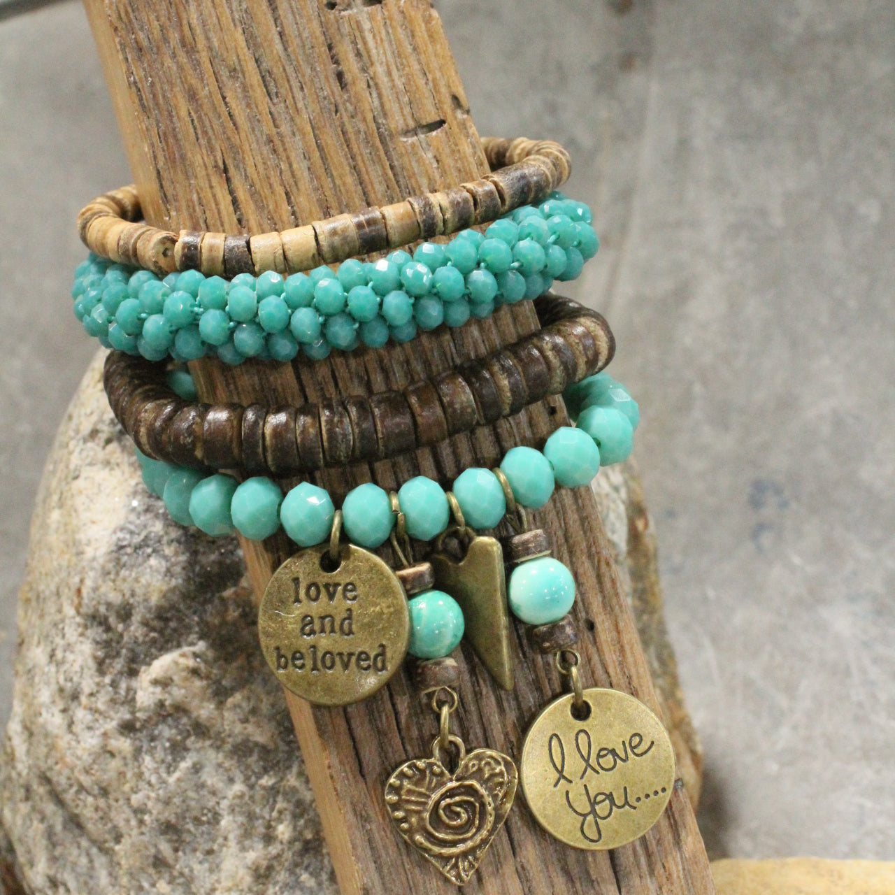 Green With Envy Heart Bracelet Set