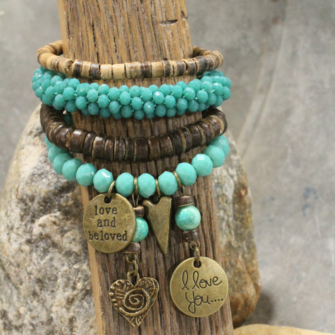 Green With Envy Heart Bracelet Set