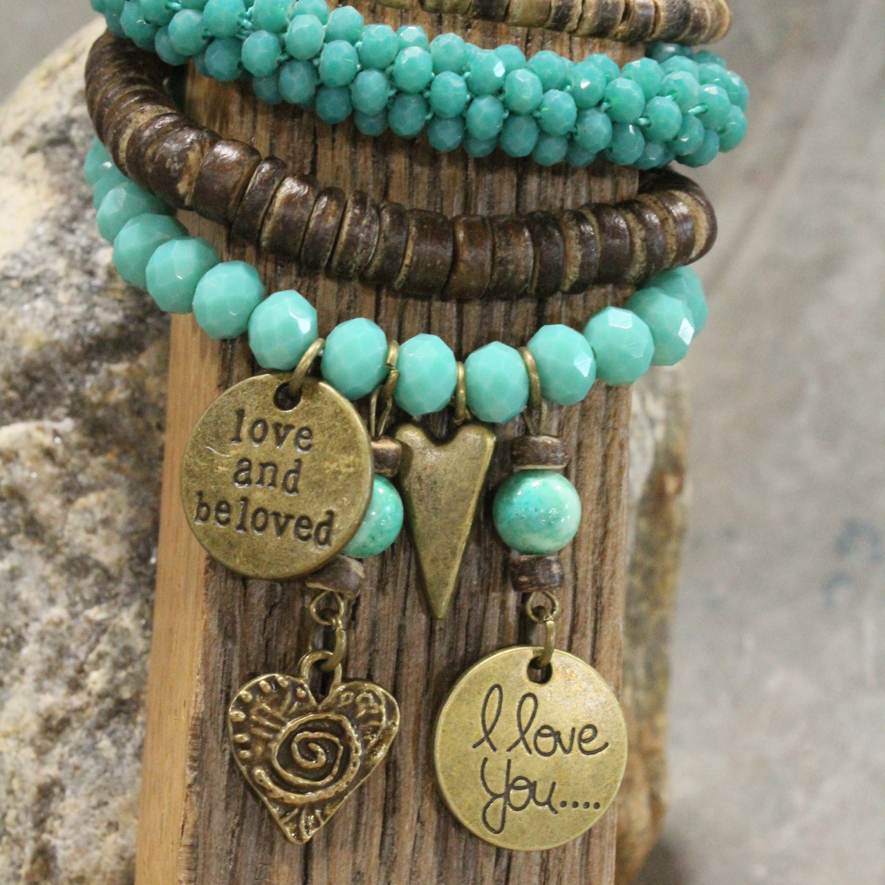 Green With Envy Heart Bracelet Set
