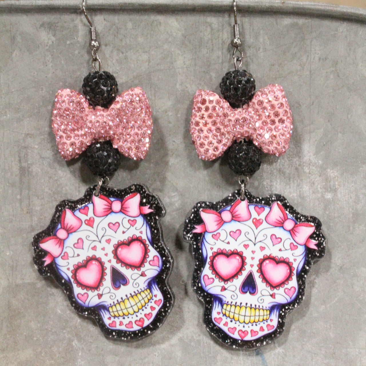 Pour Some Sugar Skull On Me Dangle Earrings
