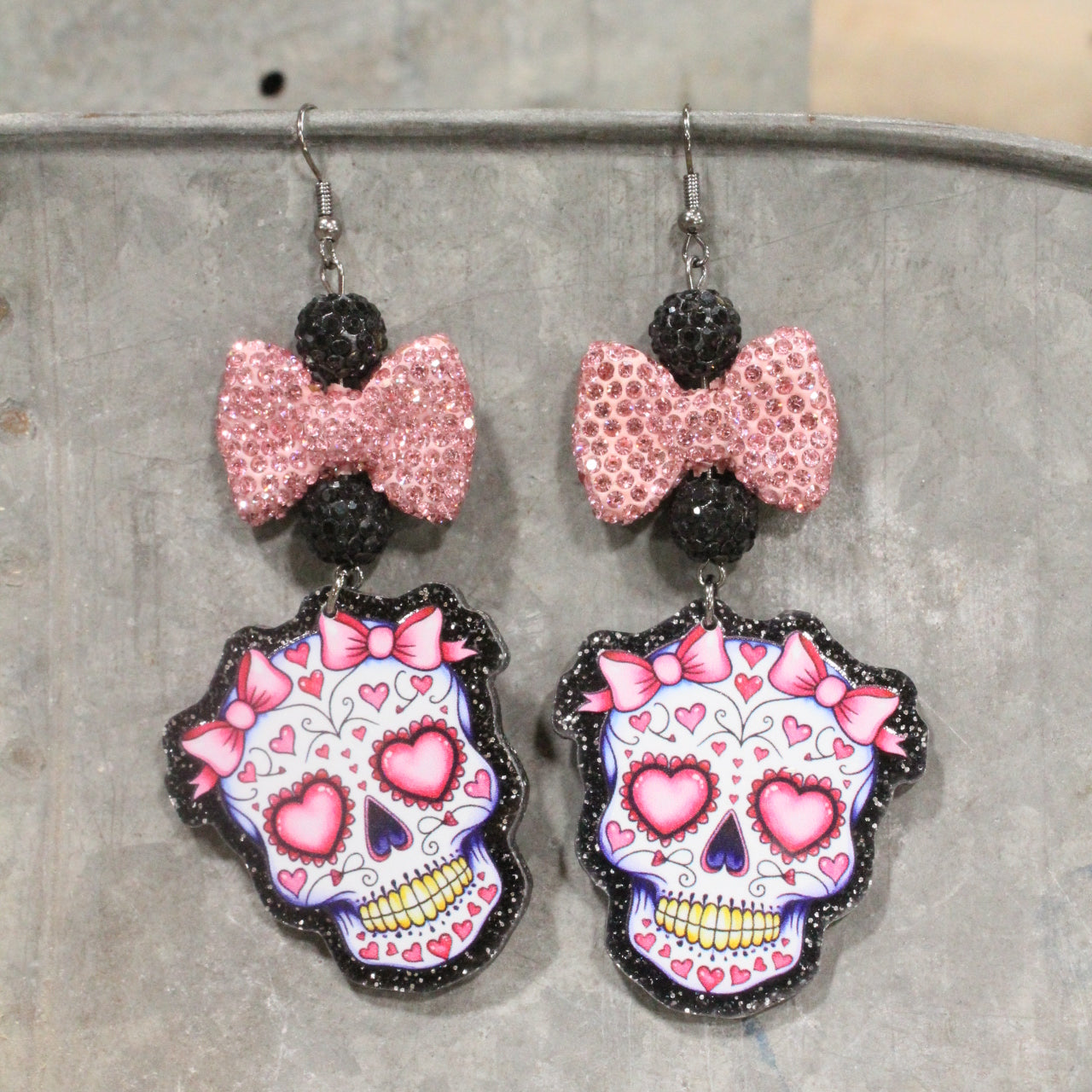 Pour Some Sugar Skull On Me Dangle Earrings