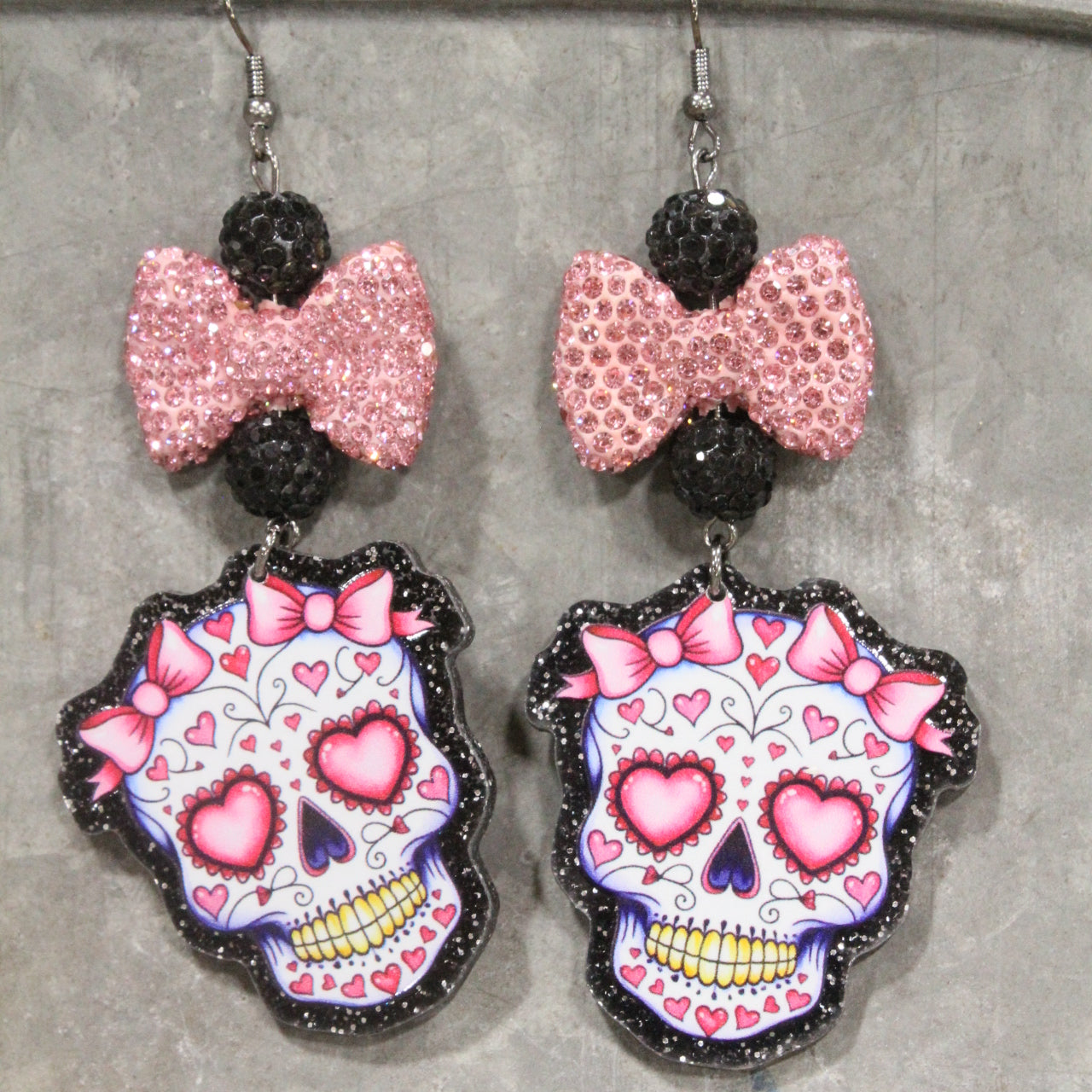 Pour Some Sugar Skull On Me Dangle Earrings