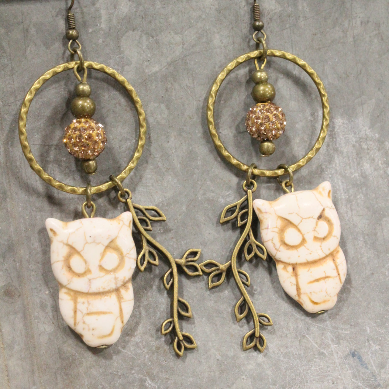 Wise Ole Owl Ivory Dangle Earrings