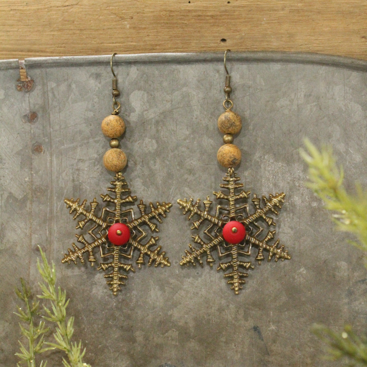 Filigree Snowflakes Bronze Dangle Earrings