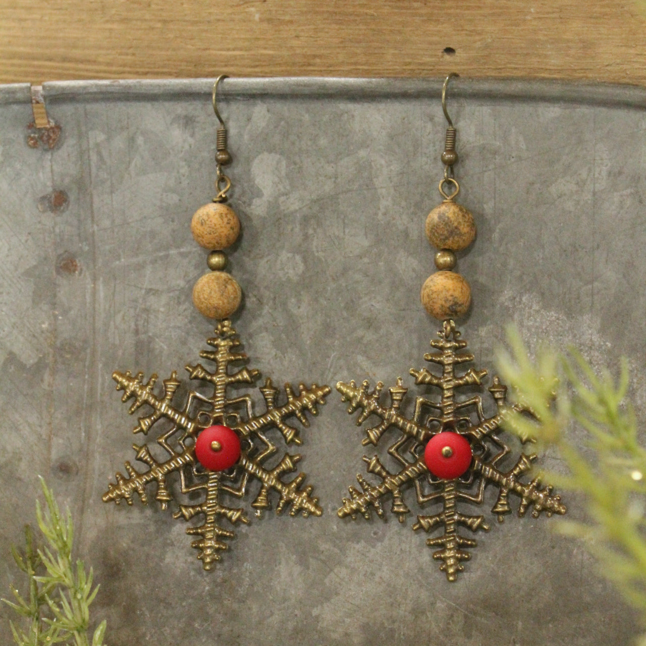 Filigree Snowflakes Bronze Dangle Earrings