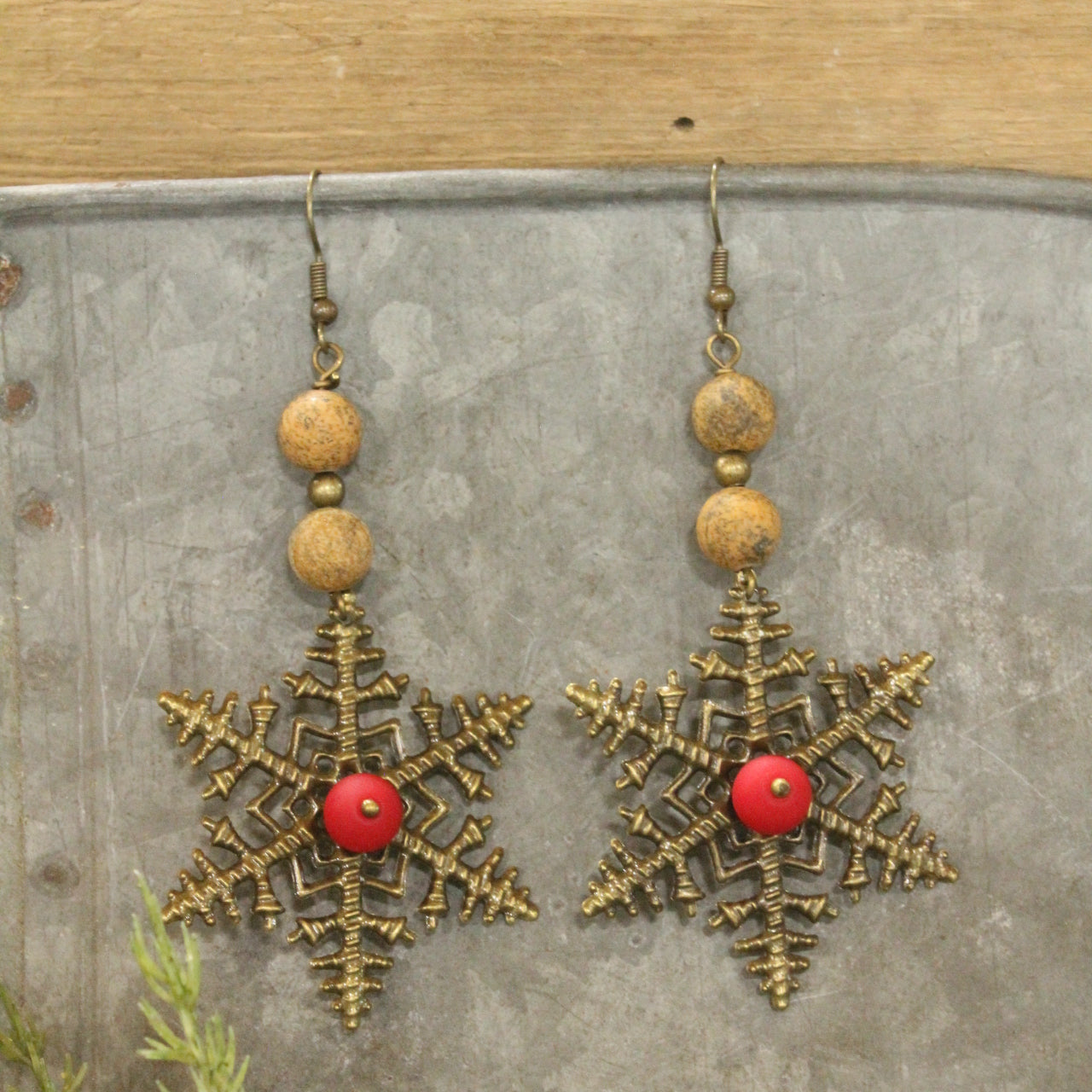 Filigree Snowflakes Bronze Dangle Earrings